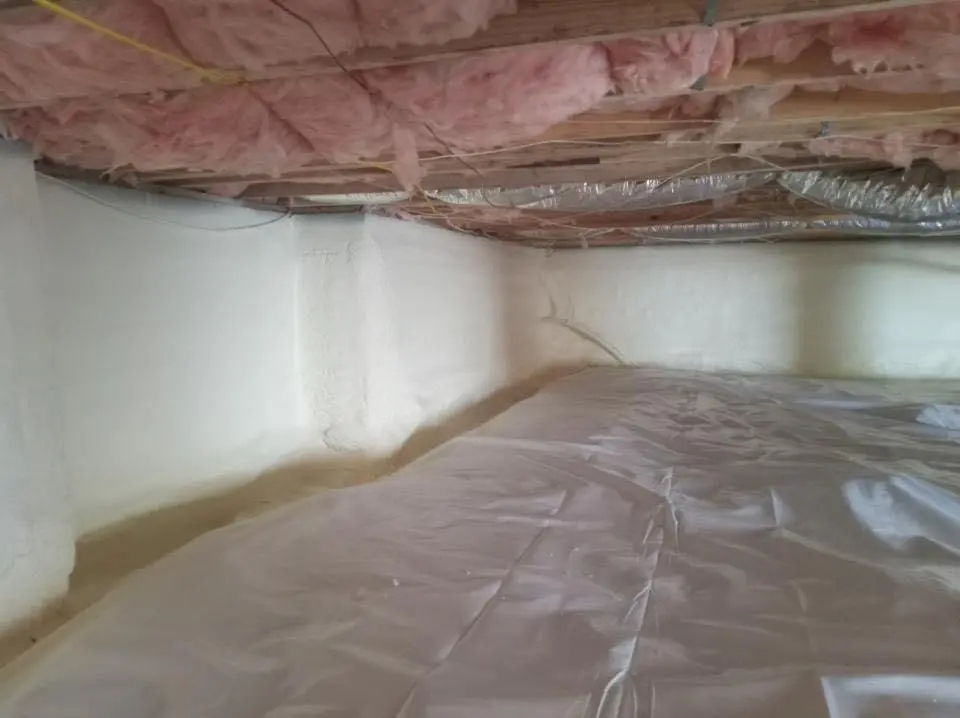 Crawl space encapsulation with closed-cell spray foam for Roof Waterproofing in Daleville